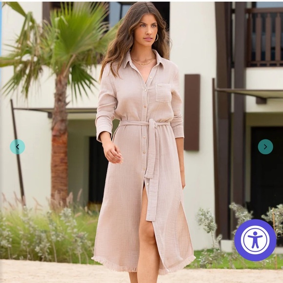 NEW NWOT Melissa Odabash Margot Beige Maxi Dress M - Picture 1 of 9